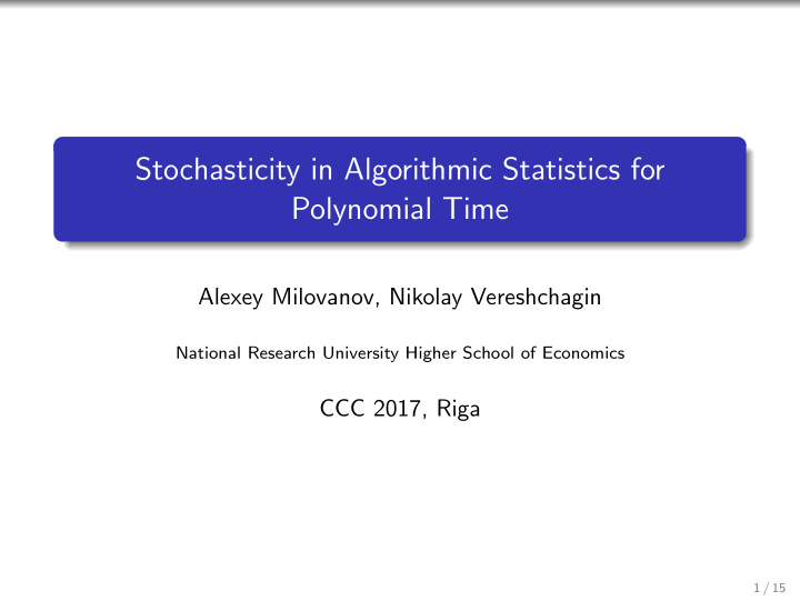 stochasticity in algorithmic statistics for polynomial
