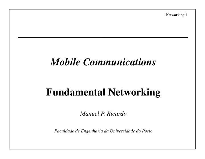 mobile communications fundamental networking
