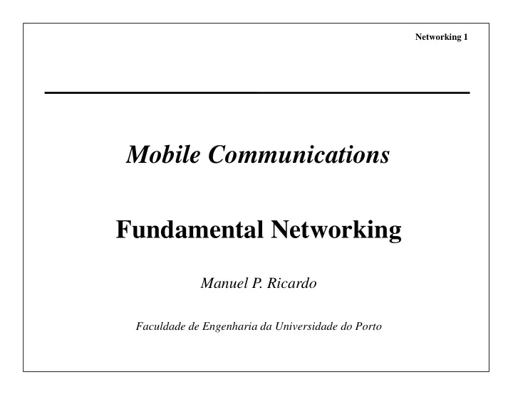 mobile communications fundamental networking