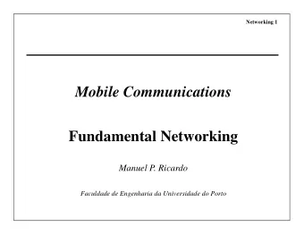Mobile Communications  Fundamental Networking  Manuel P. Ricardo  Faculdade de Engenharia da