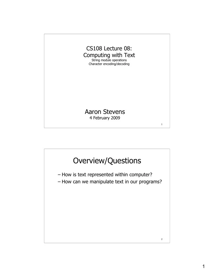 overview questions