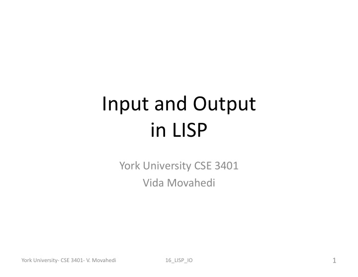 input and output input and output in lisp