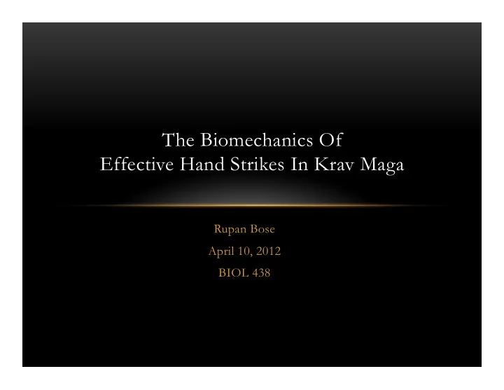 the biomechanics of effective hand strikes in krav maga