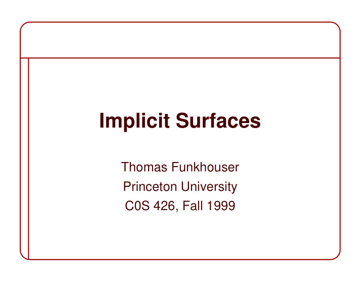 implicit surfaces
