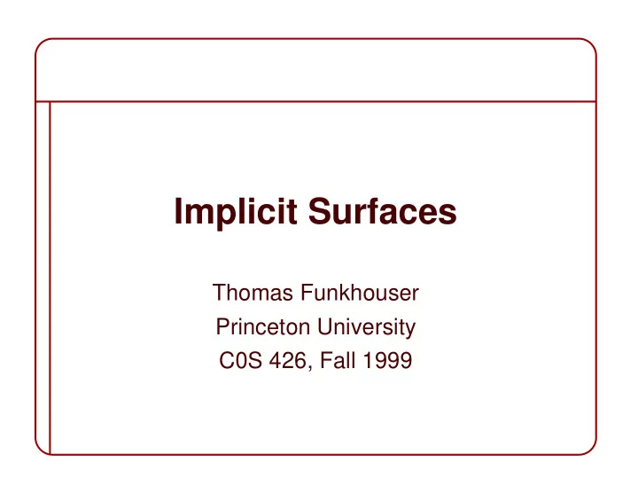 implicit surfaces