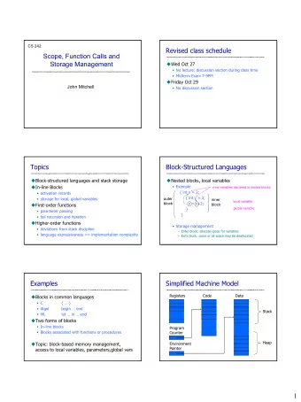 1  Interested in Memory Mgmt Only  Some basic concepts  Registers, Code segment, Program counter
