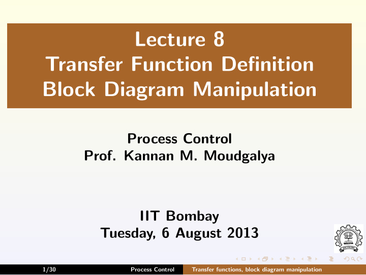 lecture 8 transfer function definition block diagram