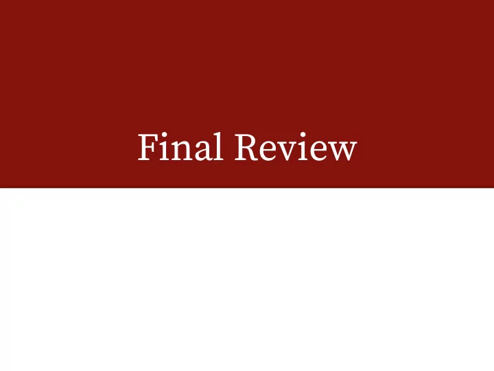final review exam logistics