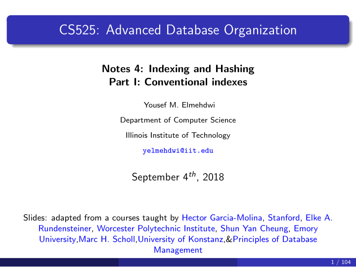 cs525 advanced database organization