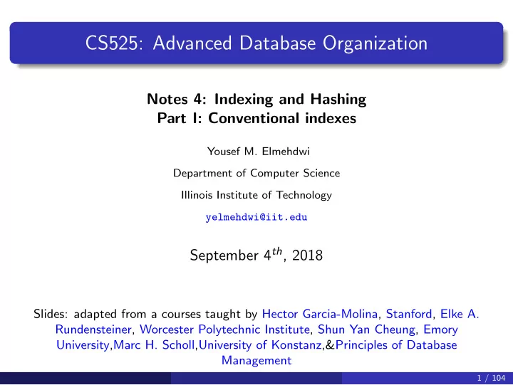 cs525 advanced database organization
