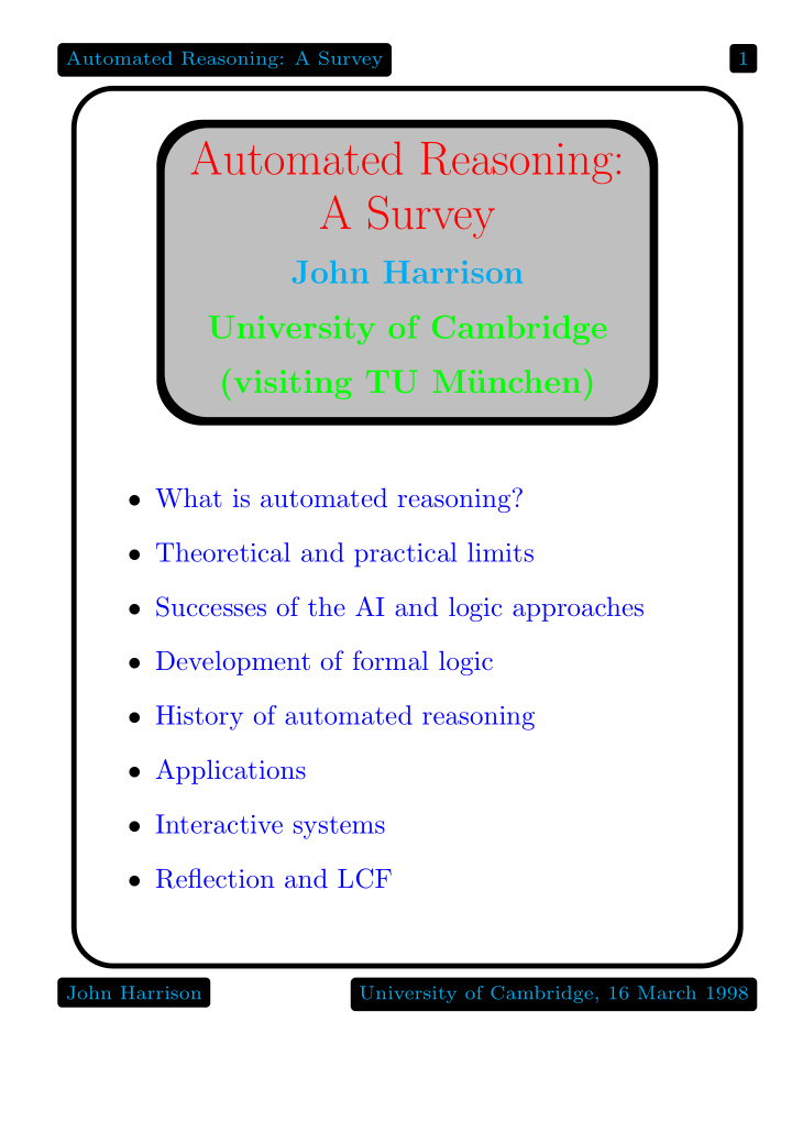 automated reasoning a survey