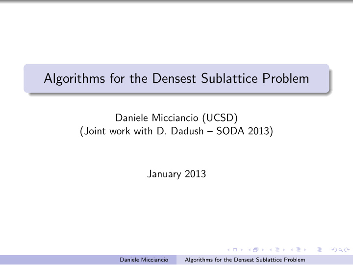 algorithms for the densest sublattice problem