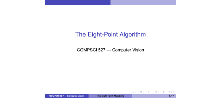 the eight point algorithm