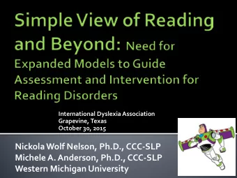 Nickola Wolf Nelson, Ph.D., CCC-SLP  Michele A. Anderson, Ph.D., CCC-SLP  Western Michigan