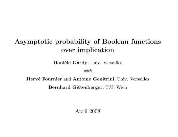 asymptotic probability of boolean functions over
