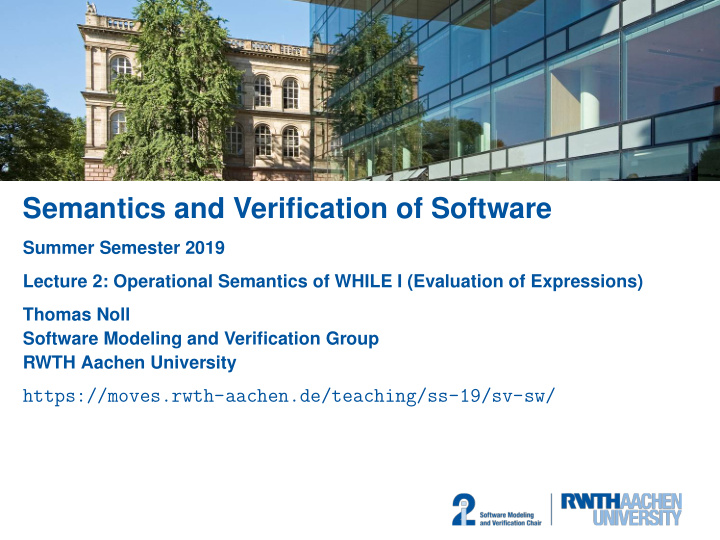 semantics and verification of software