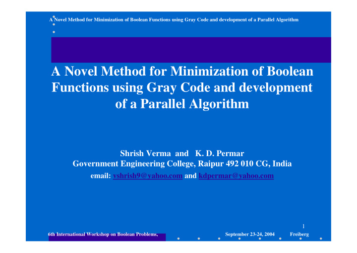 a novel method for minimization of boolean functions
