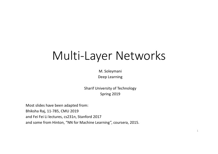 multi layer networks