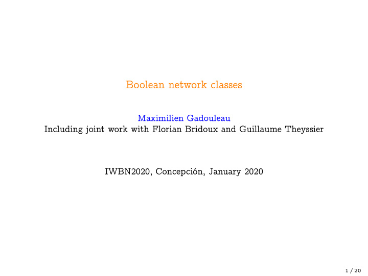 boolean network classes