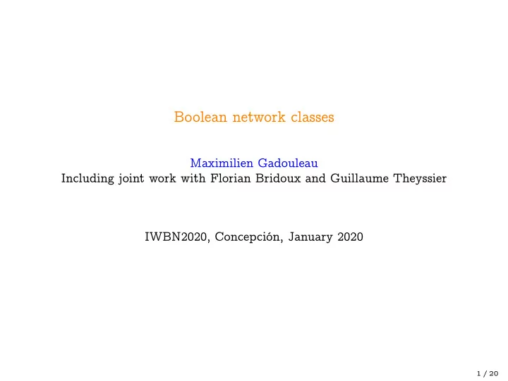 boolean network classes
