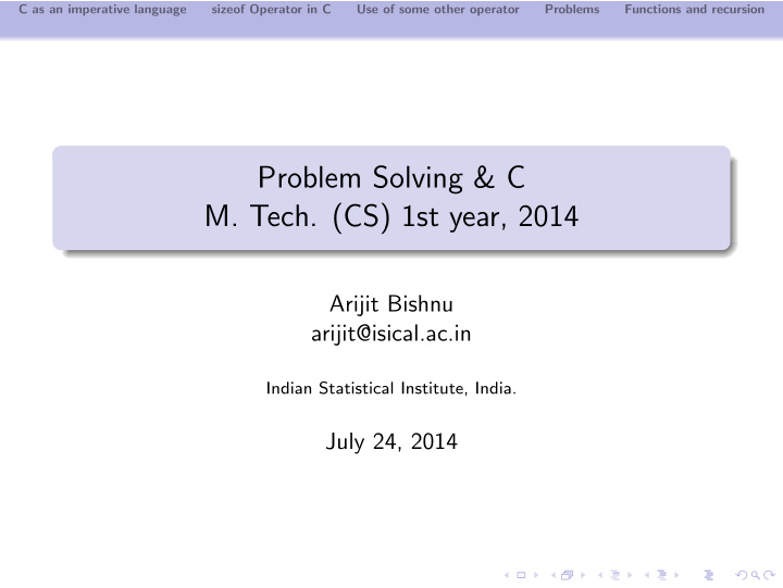 problem solving c m tech cs 1st year 2014