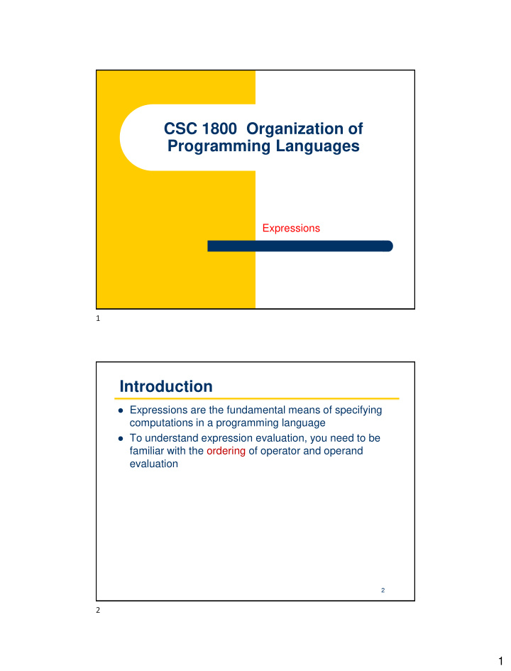 csc 1800 organization of programming languages