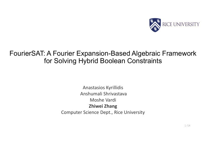 fouriersat a fourier expansion based algebraic framework