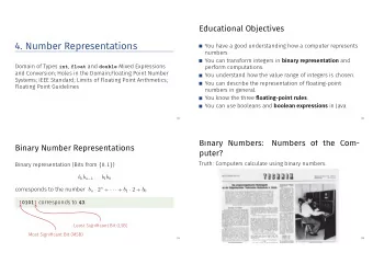 4. Number Representations  You have a good understanding how a computer represents  numbers. You