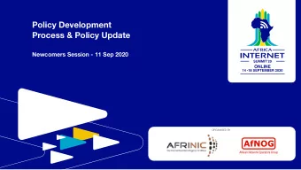 Policy Development Process &amp; Policy Update   Newcomers Session - 11 Sep 2020  ORGANISED