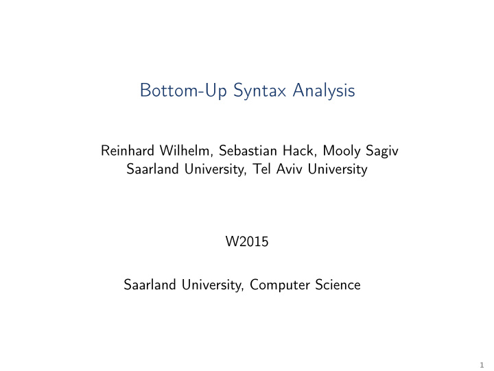 bottom up syntax analysis