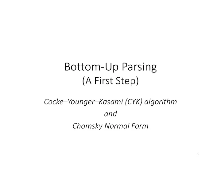 bottom up parsing