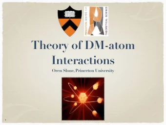 Theory of DM-atom  Interactions  Oren Slone, Princeton University  Non CDM simulations  1 Theory