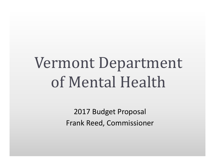 vermont department of mental health