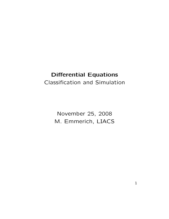 differential equations classification and simulation