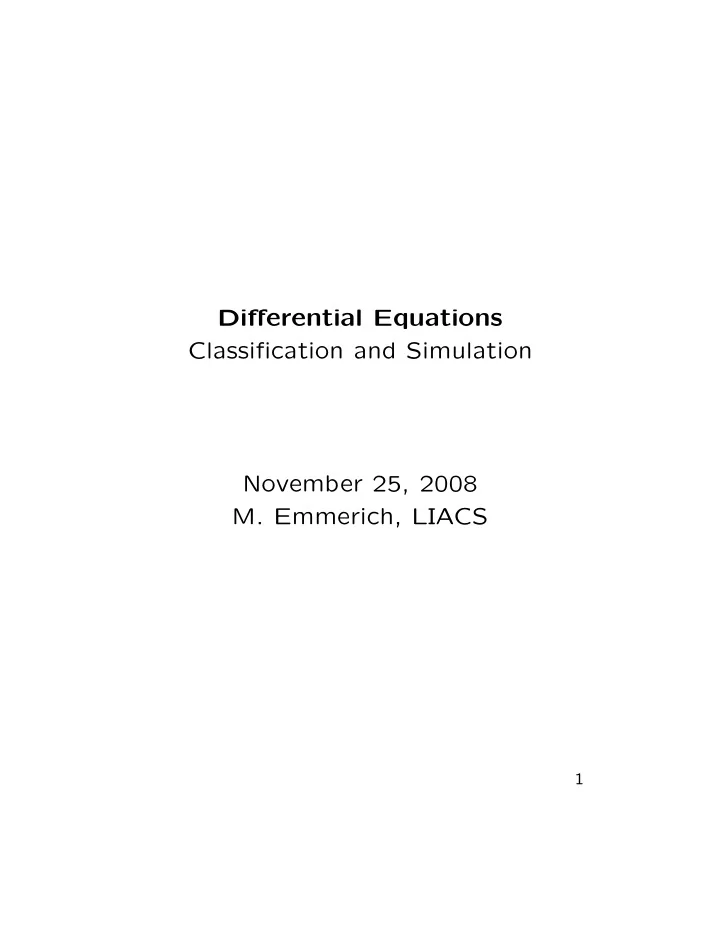 differential equations classification and simulation