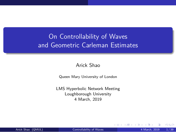 on controllability of waves and geometric carleman