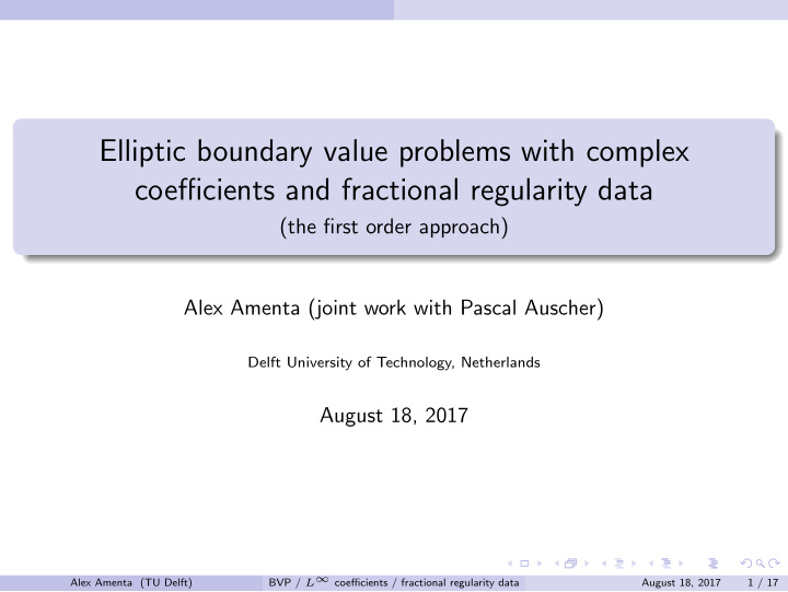 elliptic boundary value problems with complex