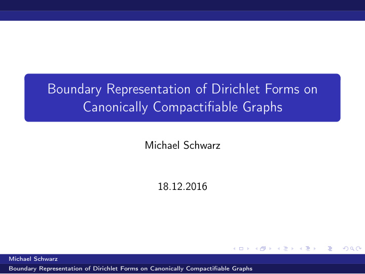 boundary representation of dirichlet forms on canonically