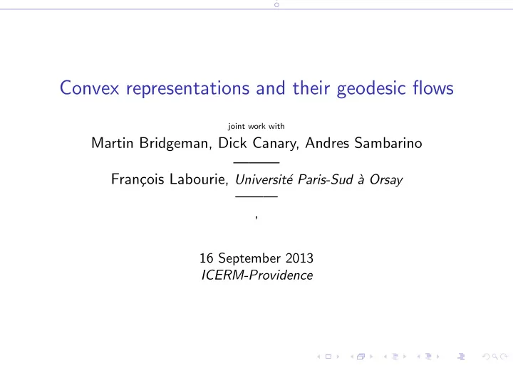 convex representations and their geodesic flows