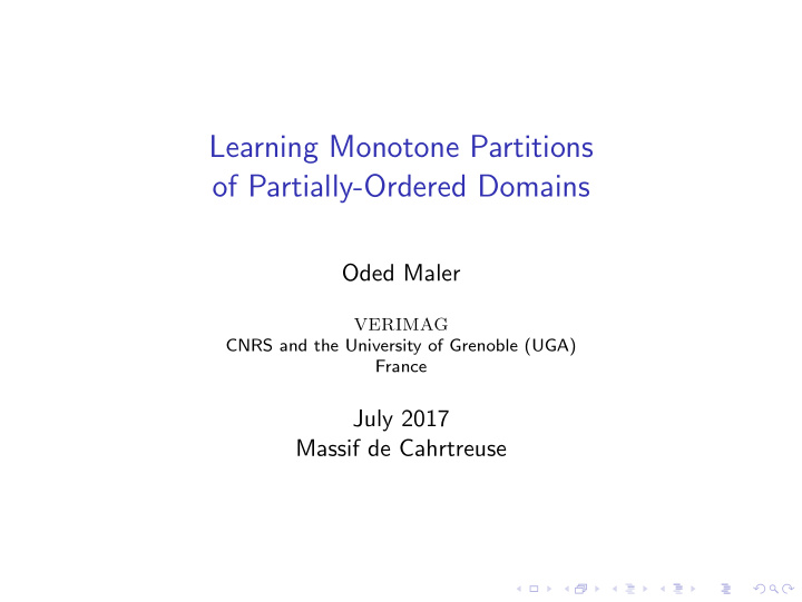learning monotone partitions of partially ordered domains