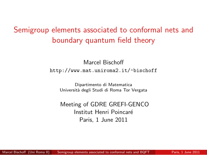 semigroup elements associated to conformal nets and