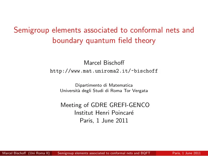 semigroup elements associated to conformal nets and