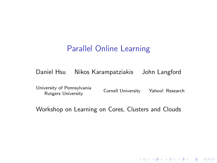 parallel online learning