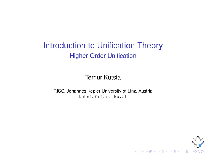 introduction to unification theory