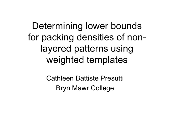 determining lower bounds for packing densities of non