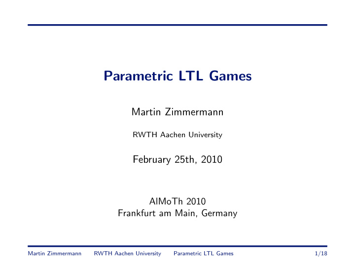 parametric ltl games