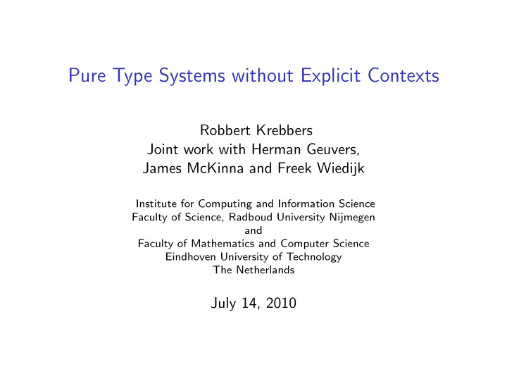 pure type systems without explicit contexts