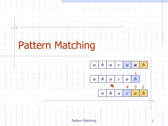 Pattern Matching  a  b  a  c  a  a  b  1  a  b  a  c  a  b  4  3  2  a  b  a  c  a  b  Pattern