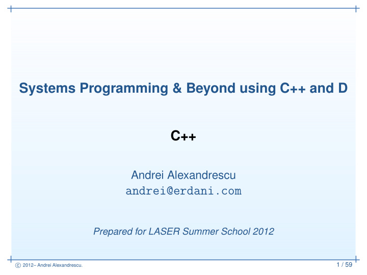 systems programming beyond using c and d c