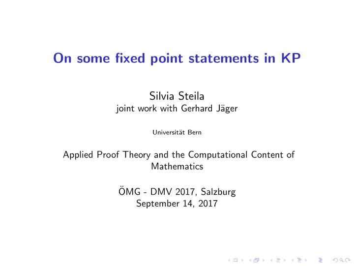 on some fixed point statements in kp